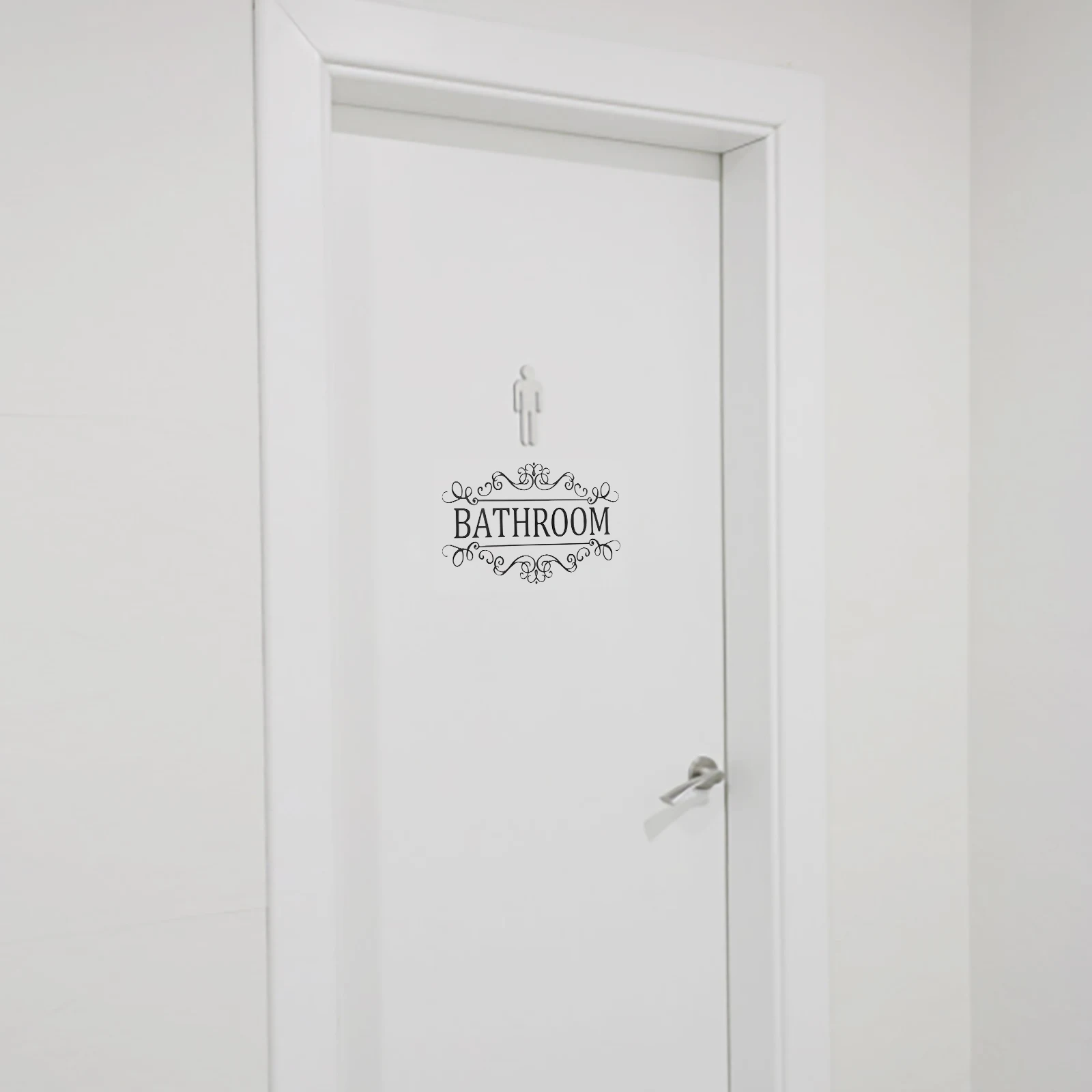 

4pcs Bathroom Toilet Sign Door Decal Black Wall Waterproof Removable Shower Room Decoration Restroom Sticker Home