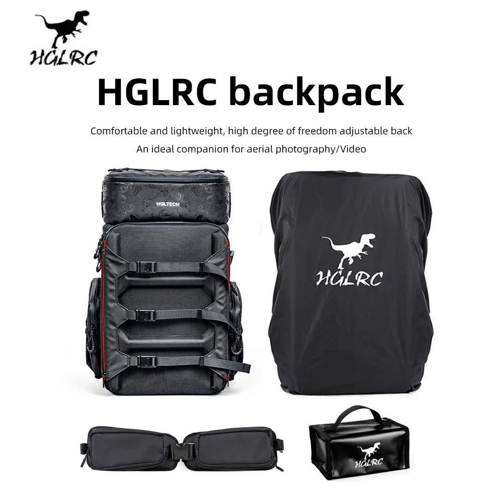 HGLRC Drone Backpack Camera Bag Splash-Proof Fabric 360X260X530mm 33.5L Capacity for FPV Freestyle Drones Outdoor Flying