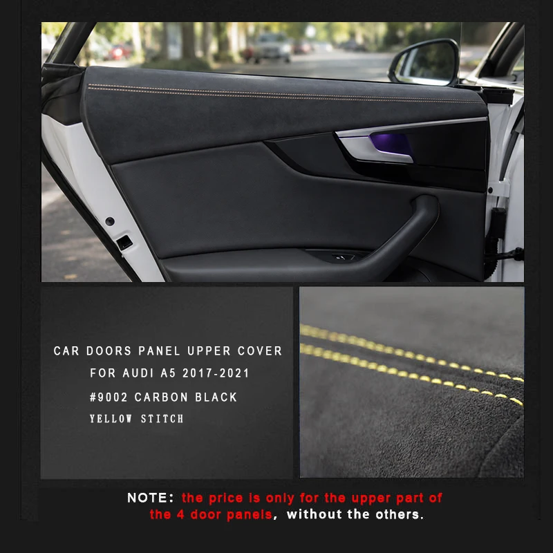 Custom Car Doors Panel Upper Cover in Alcantara for Audi A5 2017-2021 Protective Covers Internal Car-styling Auto Modification
