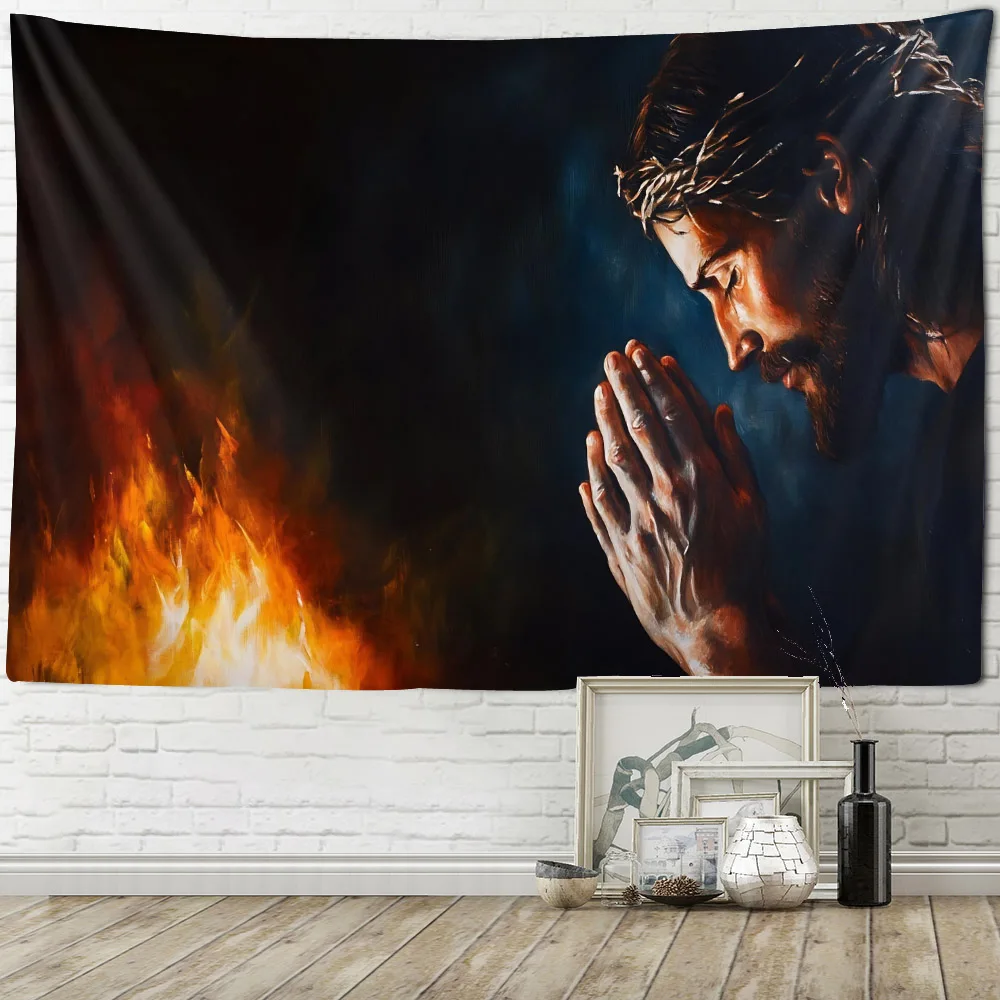 Vintage Art Print Large Tapestry Wall Hanging Bohemian Home Wall Decor Jesus Mural Background Wall Cloth Aesthetic Room Decor