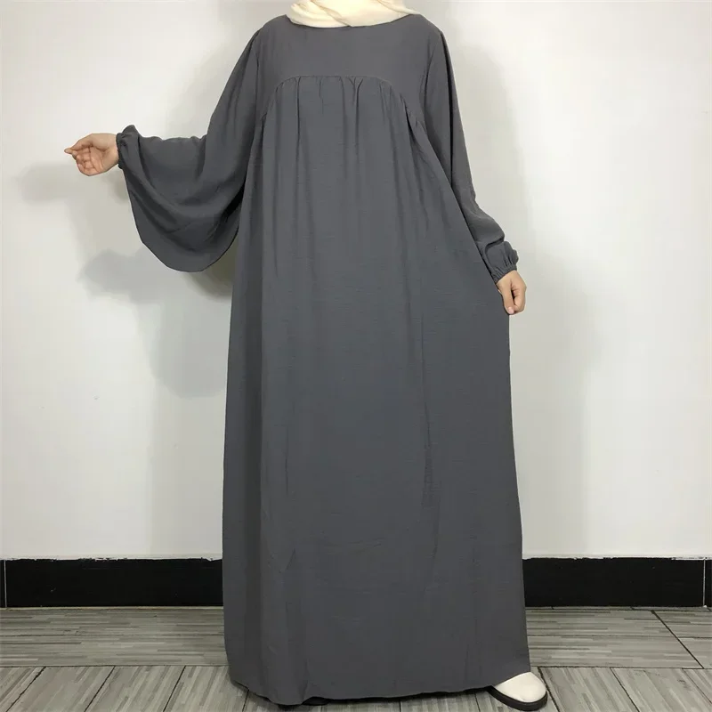 Abayas Women Dresses Muslim Dress Loose Long Sleeved Casual Style Solid Color Oversized Pockets Throughout Year Robe All Season