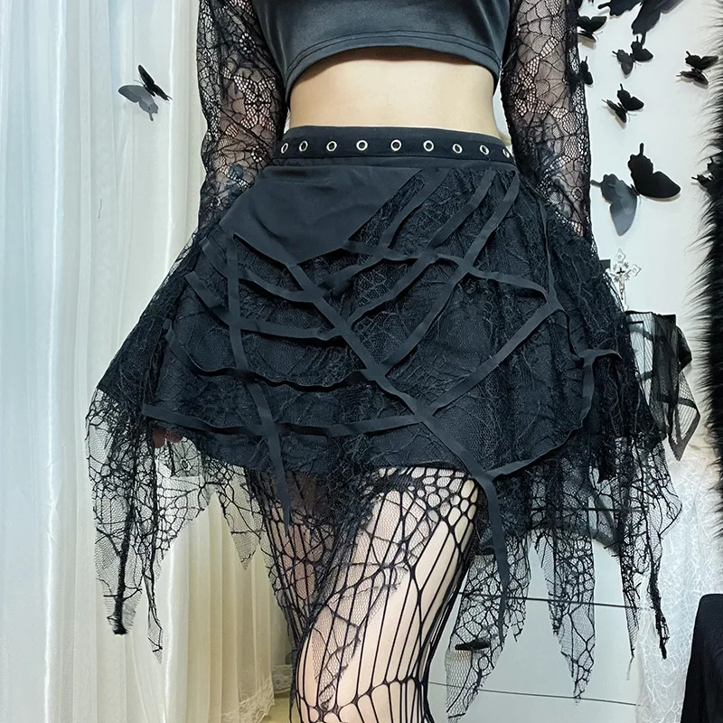 

2024 Summer New Dark Gothic Punk Short Skirt Fashion Casual Mini Skirt Black Skirt