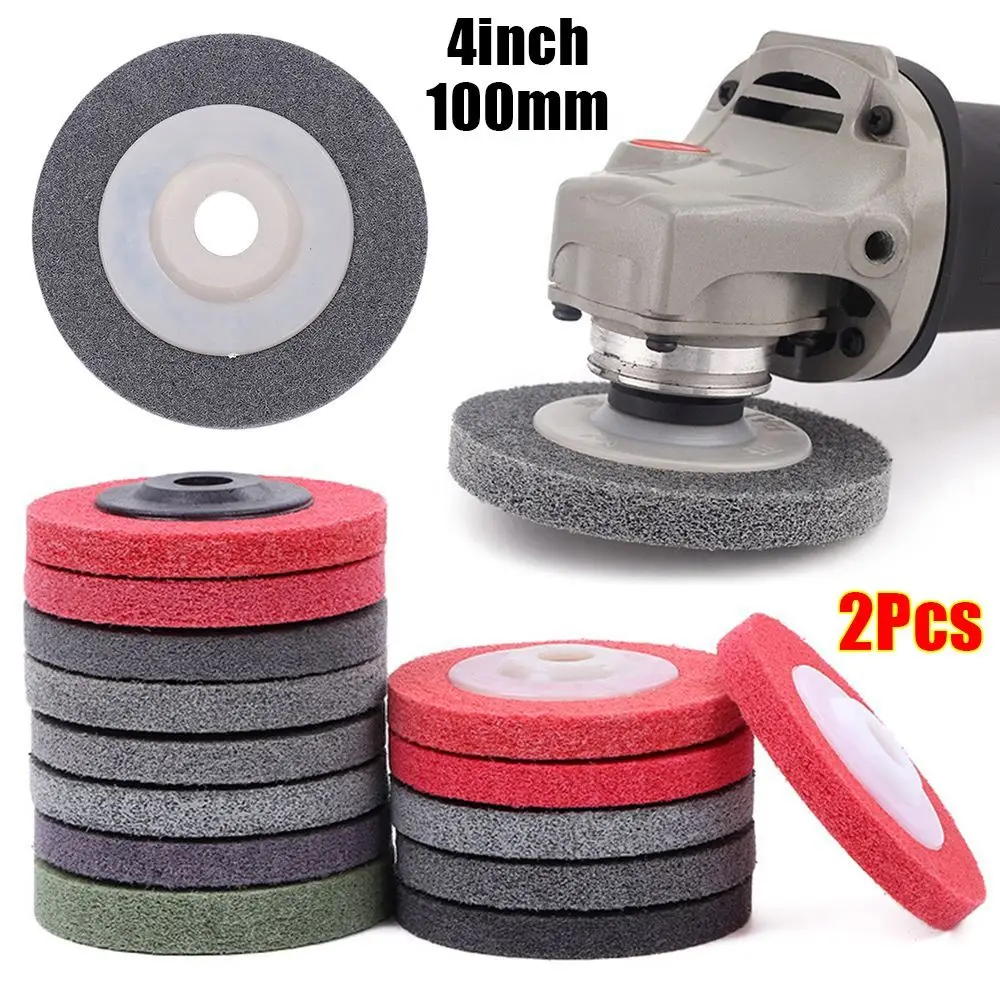 2Pcs Durable Round Sanding Disc Angle Grinder Disc Nylon Fiber 9P Hardness Polishing Wheel 4inch 100mm Non Woven Grinding Pad