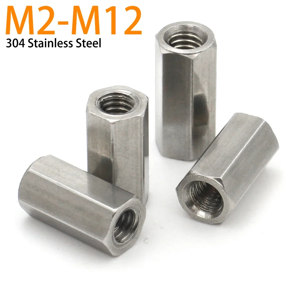 2/ 5/ 10pcs Hex Nut Bolt M2 M2.5 M3 M4 M5 M6 M8 M10 M12 304 Stainless Steel Hex Standoff Spacer Long Rod Coupling Hollow Bolt