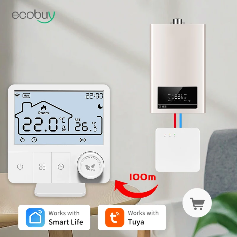Tuya Smart Wifi Boiler Thermostat Wireless Room Thermostats Wifi Battery Operated Gas Boiler Thermostat Temperature Controller