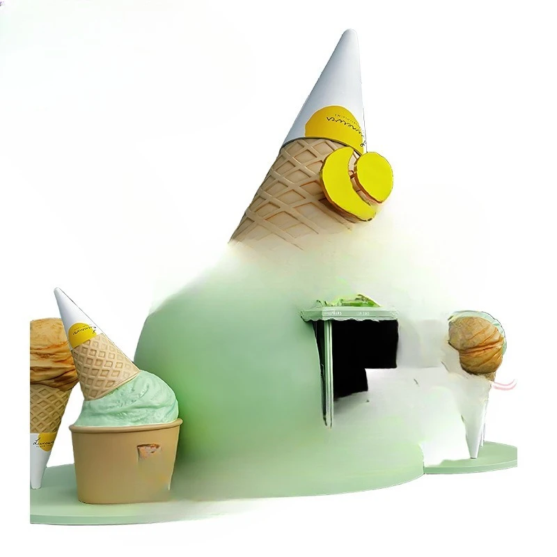 

FRP ice cream modeling kiosk creative outdoor shopping mall drainage clock in props