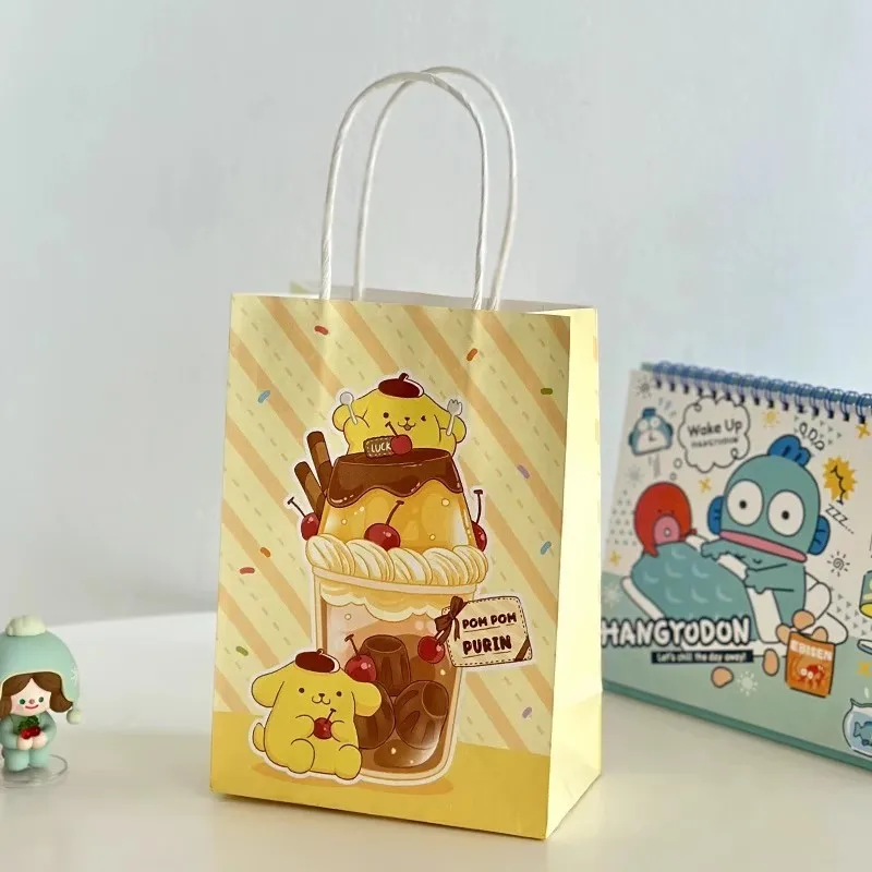 New Sanrio Animation Peripheral Kuromi My Melody Gift Bag Packaging Handbag Cartoon Square Bottom Kraft Paper Bag Souvenir