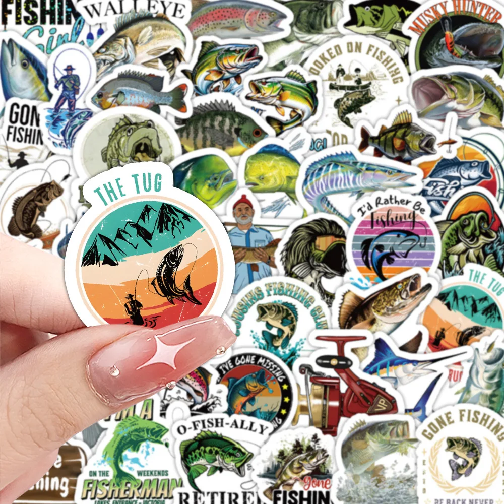 

10/60PCS Outdoor Sport Fishing Personality Cartoon Graffiti Sticker Gone Fishing Decal DIY Motorcycle Helmet Water Cup Scrapbook