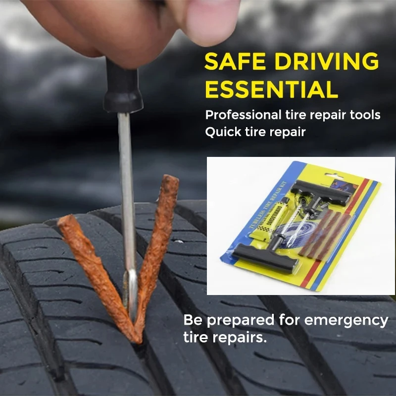 

Комплект для ремонта автомобильных шин, Резиновая полоса, прокол бескамерных шин, колпачок для мотоцикла, грузовика, вакуумный комплект для ремонта шин