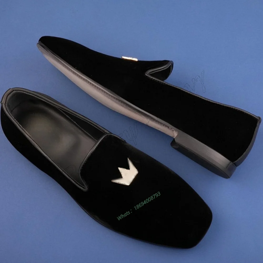 

Black Crown Decor Men Shoes Slip on Soft Pumps Solid Men's Dress Shoes Gentlemen Slip on Party Shoes Big Size 47 Sprig Autumn
