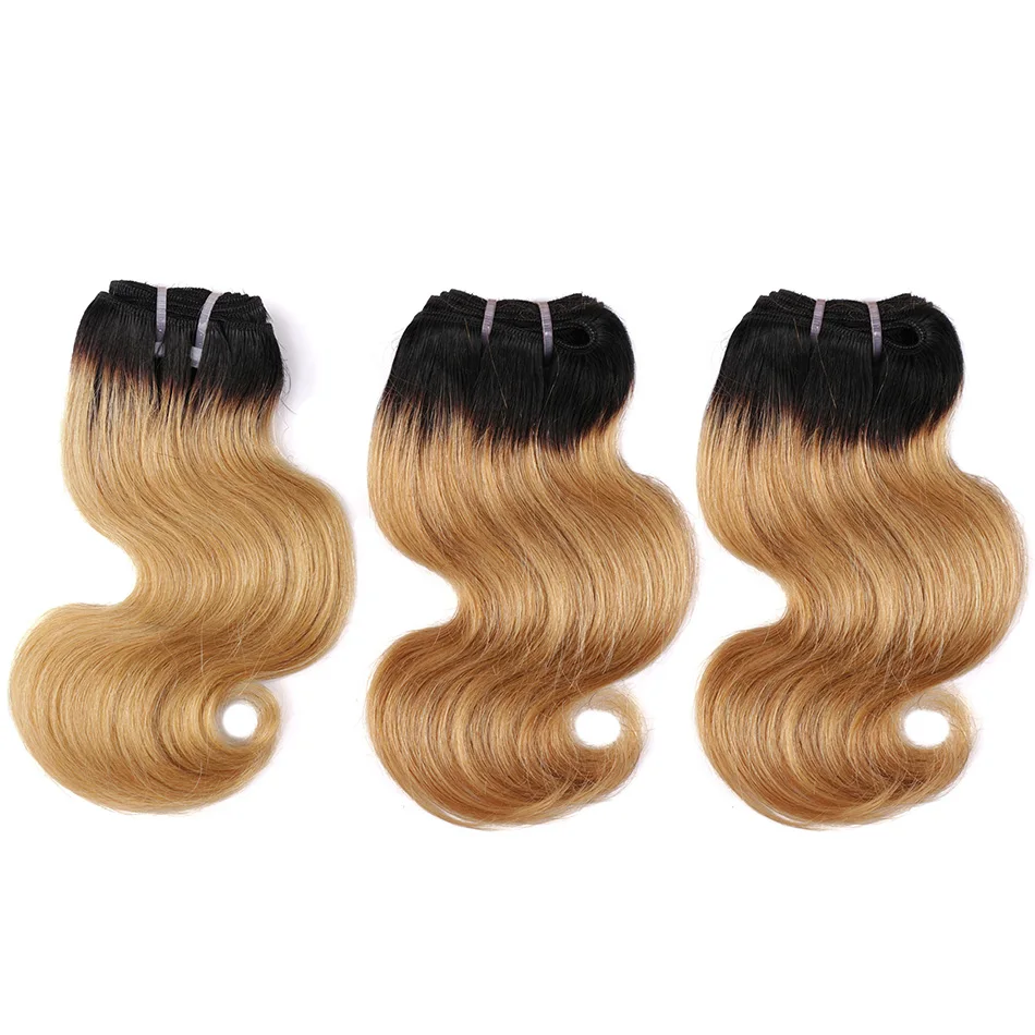 Body Wave Human Hair 3 Bundles With Closure Natural Short Bob Wig  Brazilian Remy Blonde Style 50g per bundle 100% Human Hair