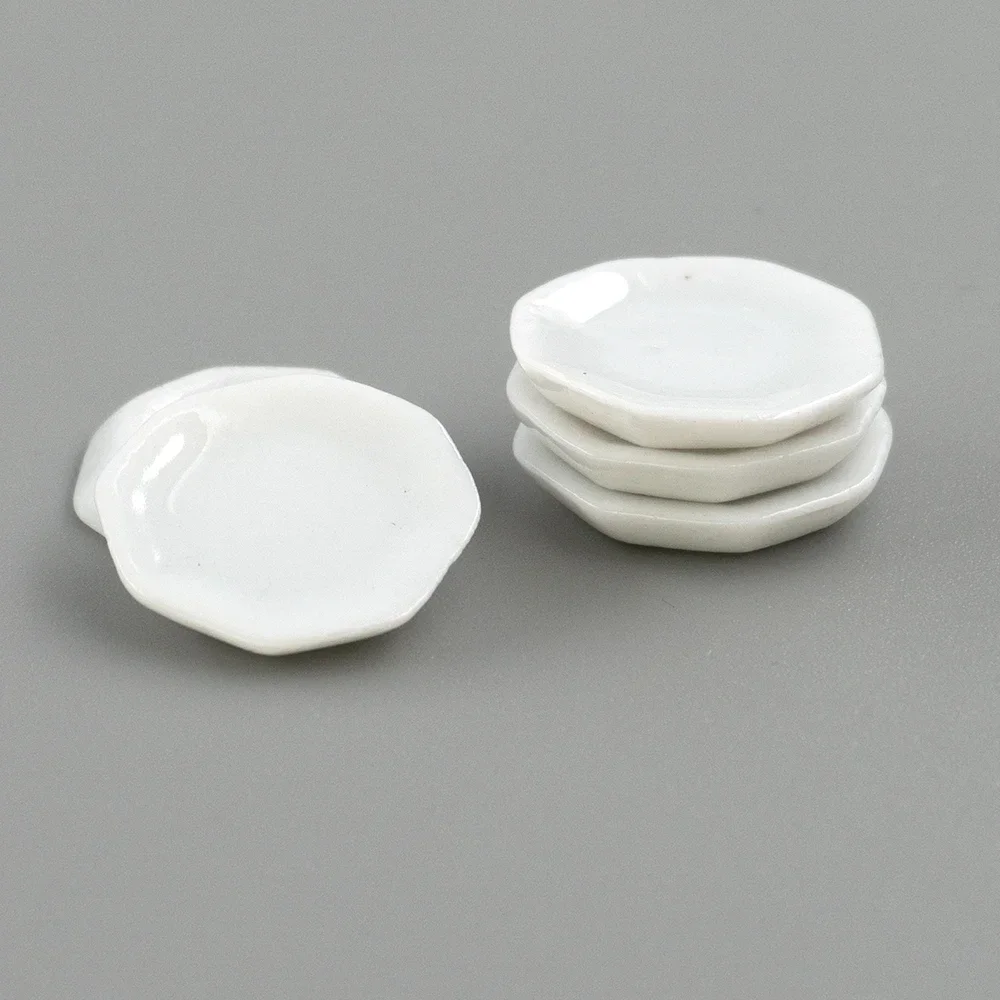 5 uds 1/12 casa de muñecas miniatura plato de comida de cerámica muebles de simulación plato de cocina para Mini decoración accesorios para casa de muñecas