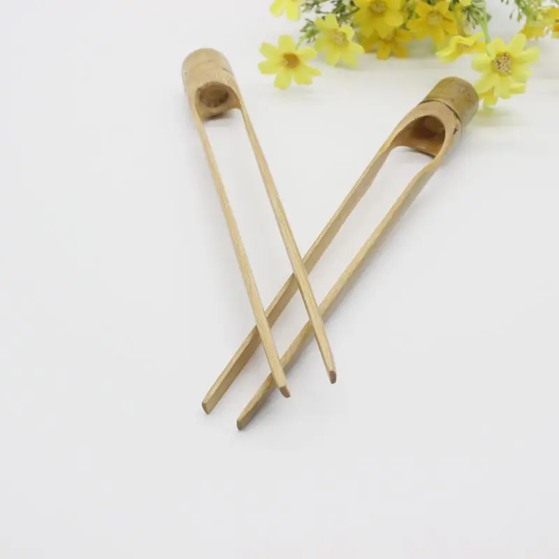 Bamboo Tongs Wooden Food Tongs Kitchen Tongs Dessert Sugar Ice Clip Anti Heat Bread Clip Tea Clip Teaware Accessories J309