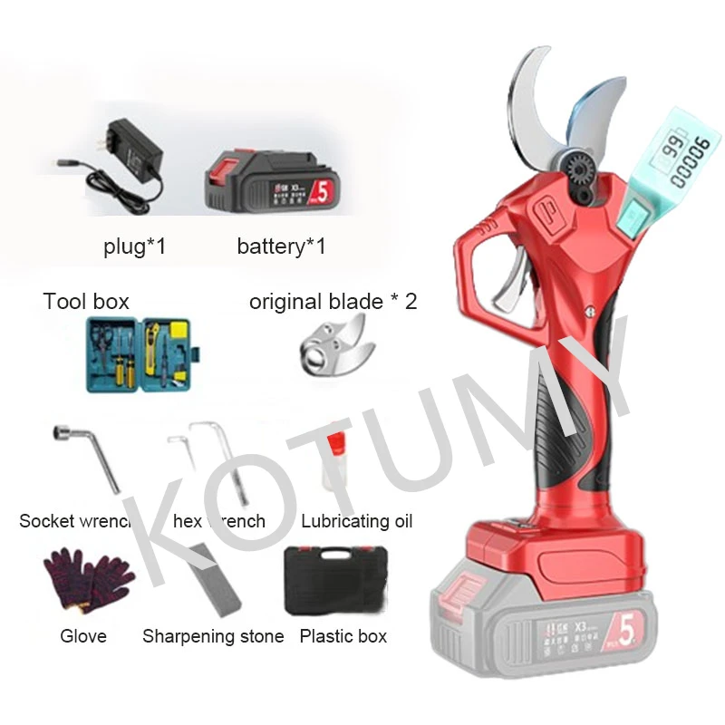 45mm Electric Pruner 21V Cordless Pruning Branches Cutter Electric Landscaping Tool Shear Rechargeable Fruit Tree Bonsai Garden