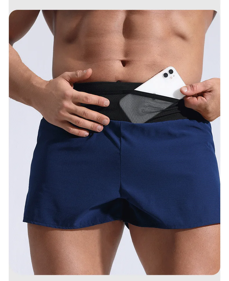

2026 Summer Men's Quick Dry Sports Shorts Running Fitness Marathon Training Shorts Double Layer Multi Pockets Men's Short Pants