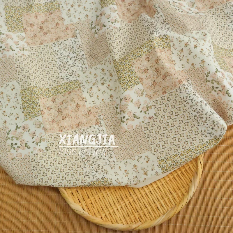 140x50cm 100% Baumwolle 40s Poplin Hochwertiger Vintage-Ton Blumenmuster Oberteil Hemdkleid Langer Rock Kinderbekleidungsstoff – Detail 5