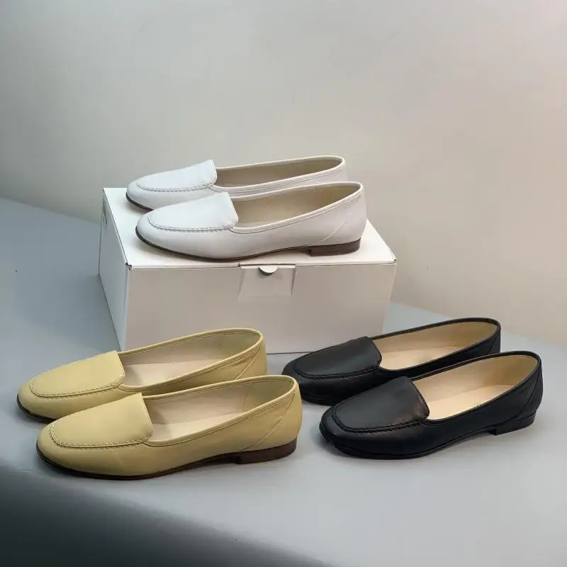 Maxdutti Minimalist Genuine Leather Retro Lazy Commuting Women's Shoe South France Women's Flats And Loafers Elegant Women Shoes