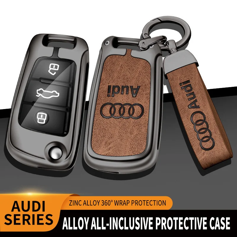 Zinc Alloy Car Remote Key Case Cover Shell For Audi C5 C6 R8 A1 A3 A4 A5 A6 A7 Q3 Q5 Q7 S6 B6 B7 B8 8P 8V 8L TT RS RS3 S3 Sline view 3