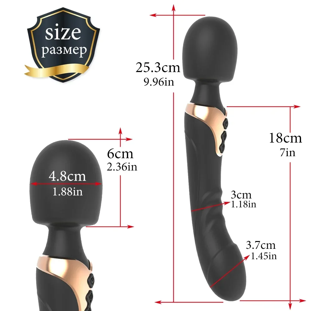 Powerful Dildos Vibrator  Large Size AV Magic Wand G-Spot Vagina Massager 10 Modes Clitoris Stimulator Adult Sex Toys for Woman