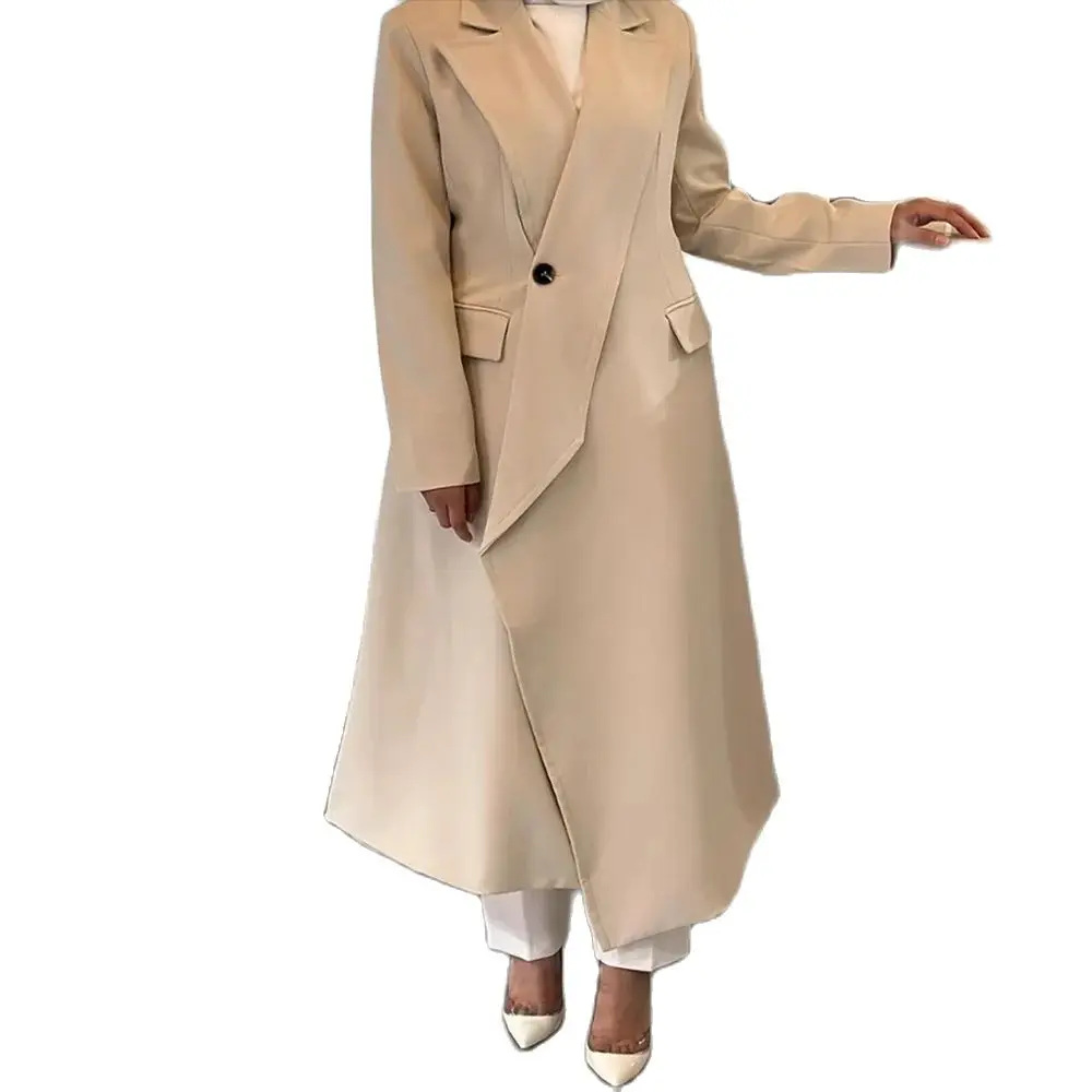 Fashionable Unique Design Long Women Long Jacket Fashion Single Buckle Female Daily Coat Formal Ankle Length Dress