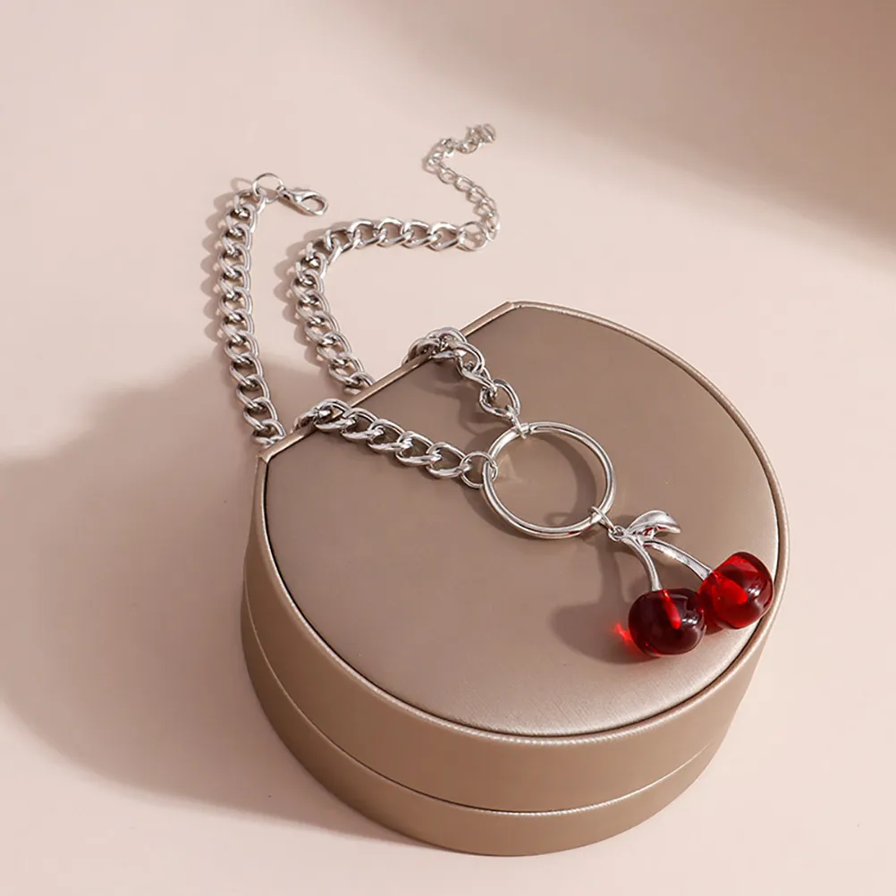 1Pcs Cherry Necklace Alloy Material Delicate Collarbone Chain Fine Workmanship Comfortable Wear Elegant Female Neck Pendant