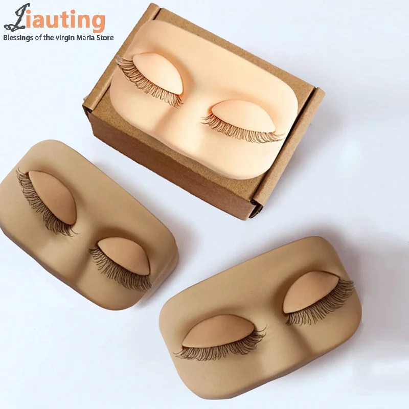 Mini Lash Flat Model Head Übungs-Wimpernverlängerungs-Trainingskopf mit abnehmbaren Ersatz-Augenlider mit falschen Wimpern