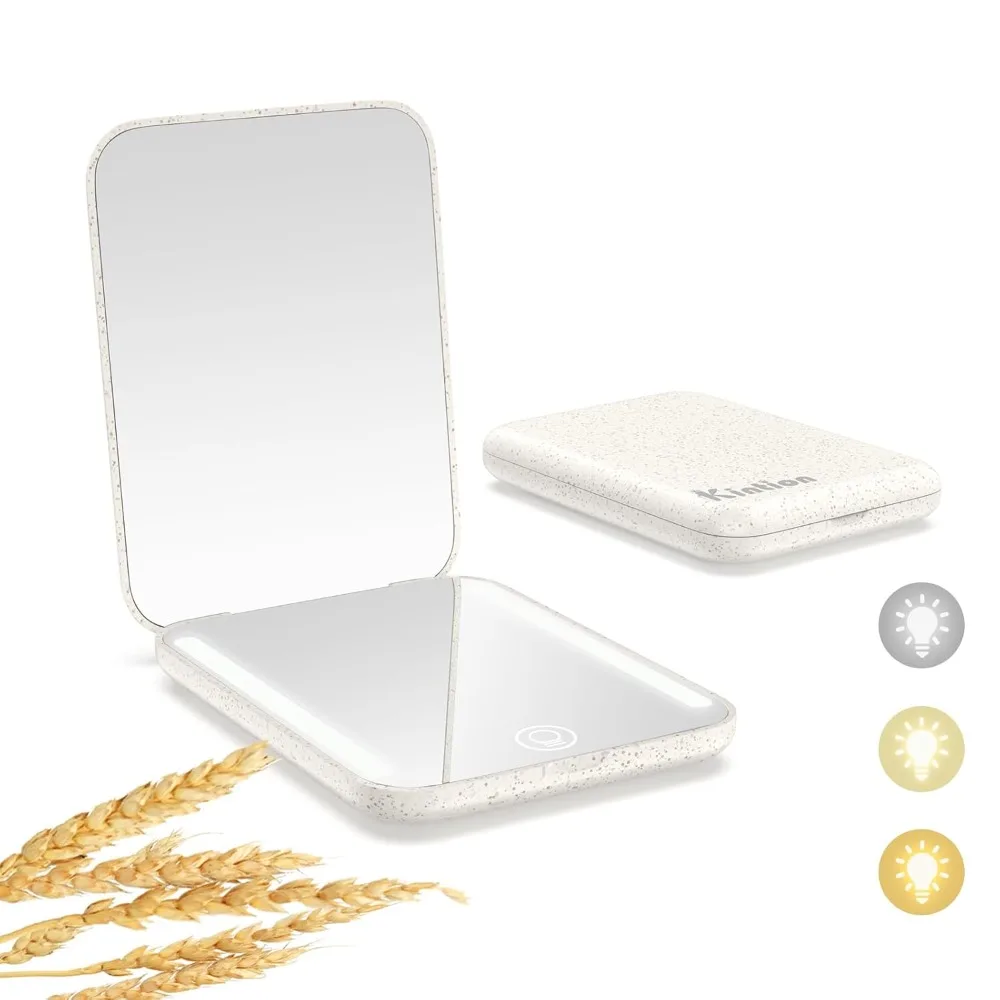 

Pocket Mirror, Wheat Straw Material, 1X/3X Magnification Portable Compact Mirror, Handheld Travel Mirror, Small Purse Mirrors