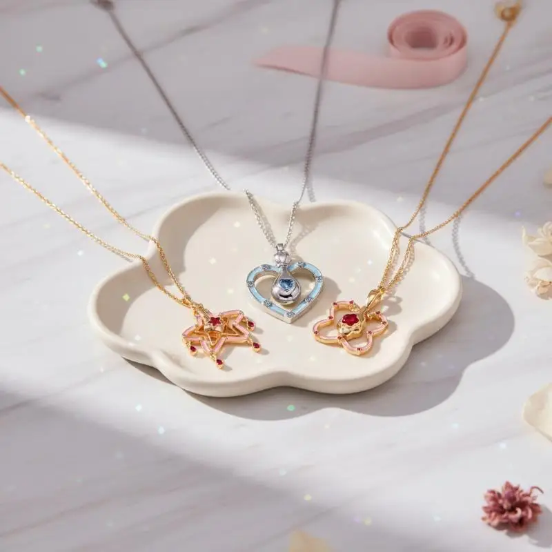 Cute Magical Girl Bottle Necklace Enamel Zircon Fantasy Wand Pendant Aesthetic Jewelry for Anime Lovers Cosplay Daily Use Women