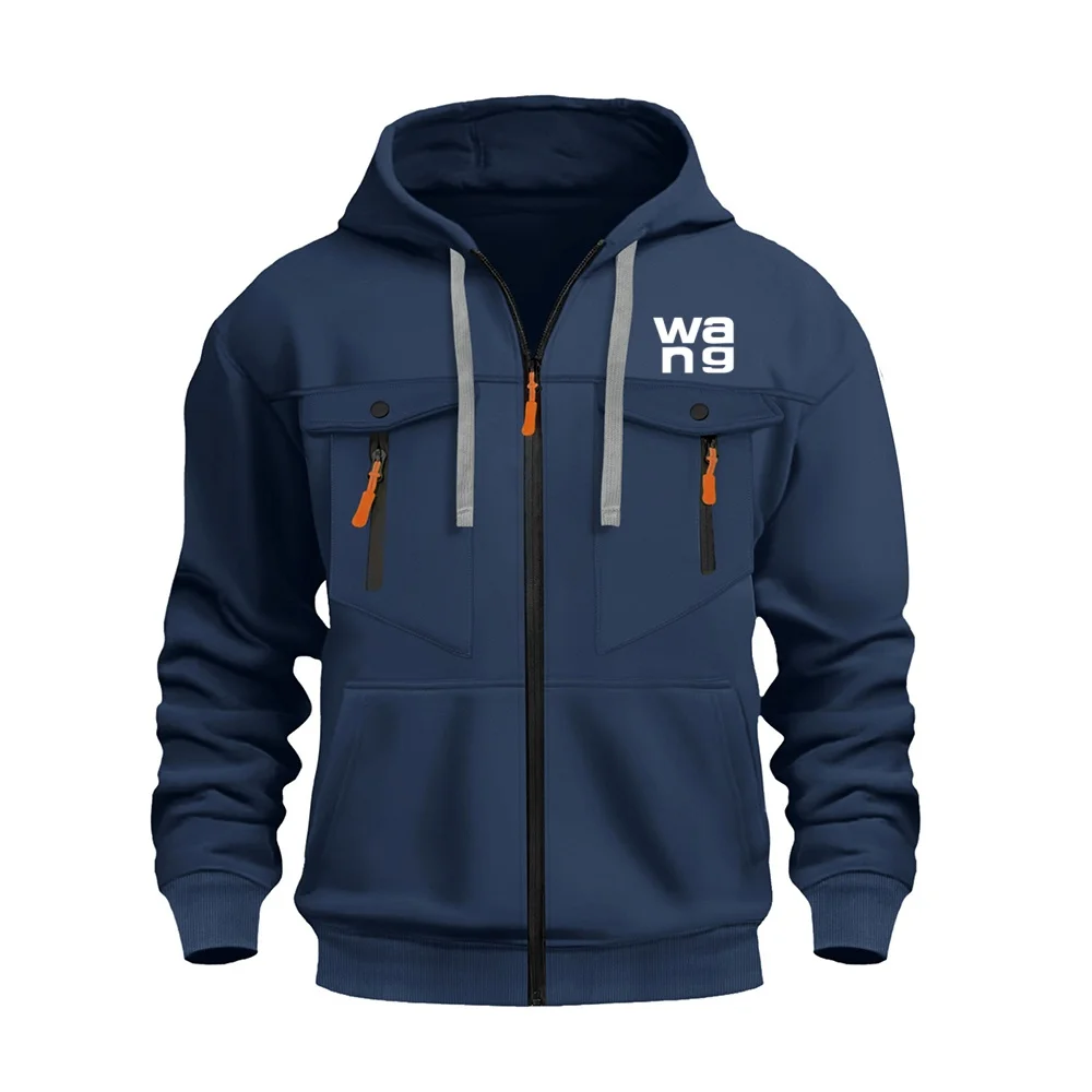 الشتاء الرجال فضفاض الصوف سستة مقنعين الأدوات ركاب الرياضة عارضة طويلة الأكمام سترة سترة