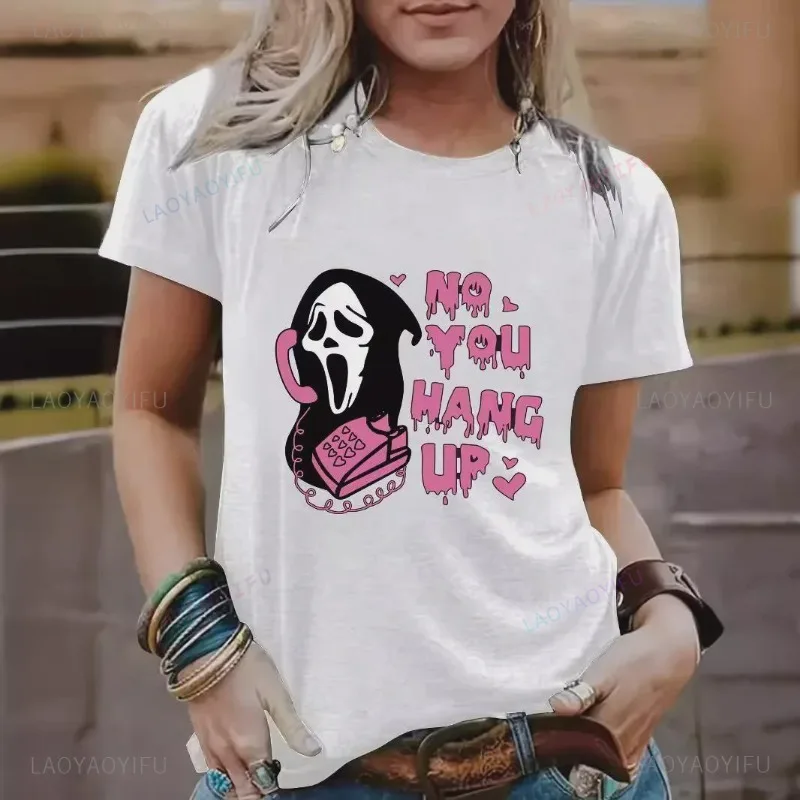 

Женская повседневная летняя футболка с призрачным узором на Хэллоуин, модные дышащие футболки с забавным принтом и короткими рукавами, повседневные хлопковые футболки в винтажном стиле