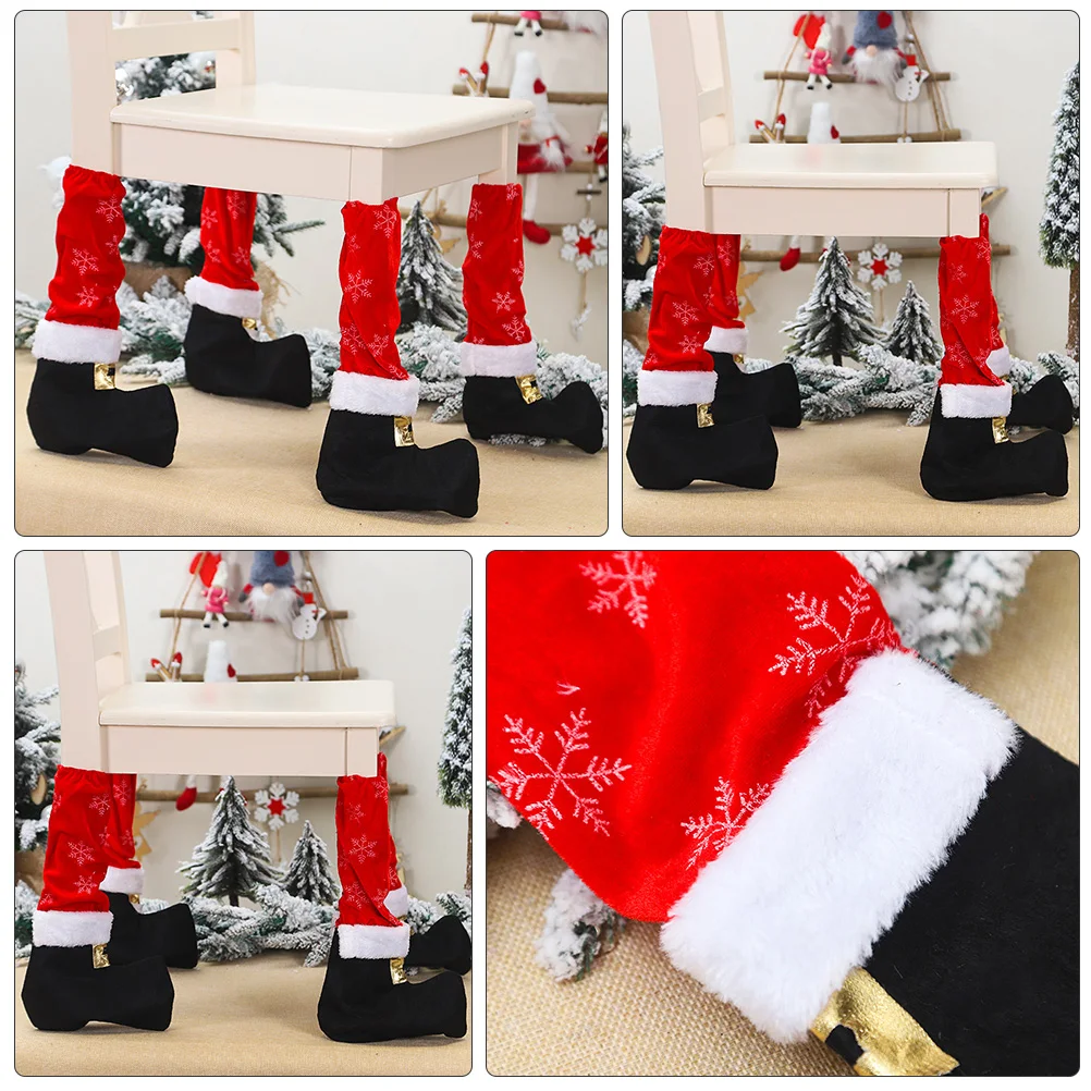 

2pcs Chair Feet Covers Soft Furniture Leg Protectors Snowflake Design Floor Protector Table Feet Sleeves Decorative Chair Foot