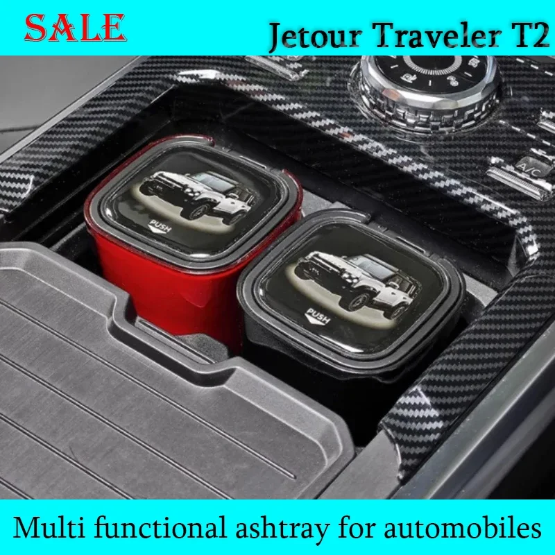 Fit for JETOUR Traveler T2 Car Ashtray Multi-function One-button Open Cover with Light Metal Liner Ashtray Car Modified piece