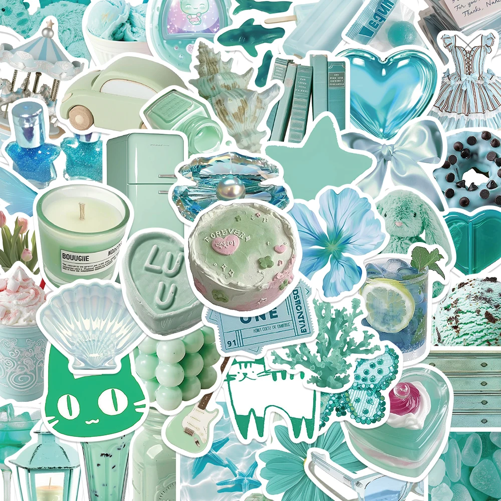 50 Stuks Mint Mambo Groen Ins 3d Zomer Cool Stickers Diy Dagboek Scrapbooking Ipad Auto Motorfiets Dagboek Decoratieve Stickers Sticker