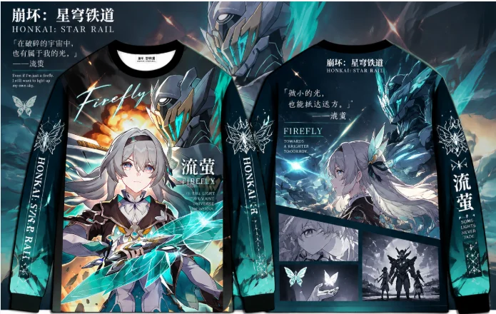 Honkai Star Rail Firefly 3D All‑Over Print Long Sleeve Sweatshirt Men Women Anime Game Character Pullover Tops view 5