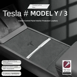 for Tesla MODEL3/Y updated central control panel protection sticker, suede leather anti scratch modification, door anti kick pad