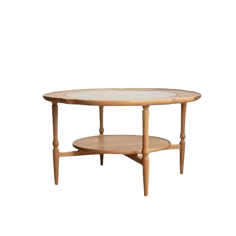 Nordic solid wood coffee Japanese-style small apartment sofa round edge  simple cherry wood living room small tea table balcony