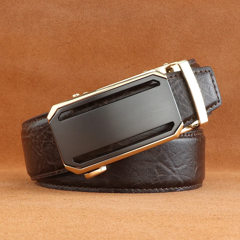 High quality Men's designer belts  classic  automatic buckle  genuine leather  luxury brand  business belt  coffee