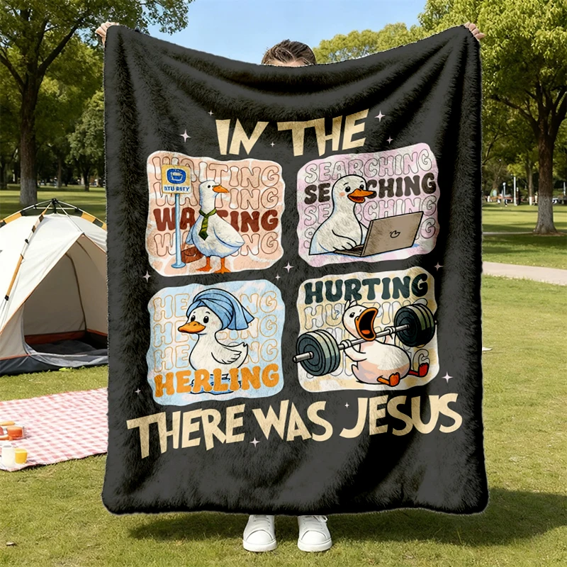 Christian Goose There Was Jesus Gift Flannel Blanket Flannel Throw, Bible Verse Gifts, Church Cozy Blanket Design