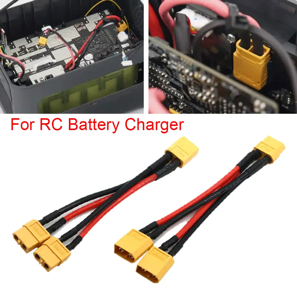 Male/Female Parallel Battery Connector Cable Dual Extension Y Splitter/ 3-Way 14AWG Silicone Wire for RC Battery Motor