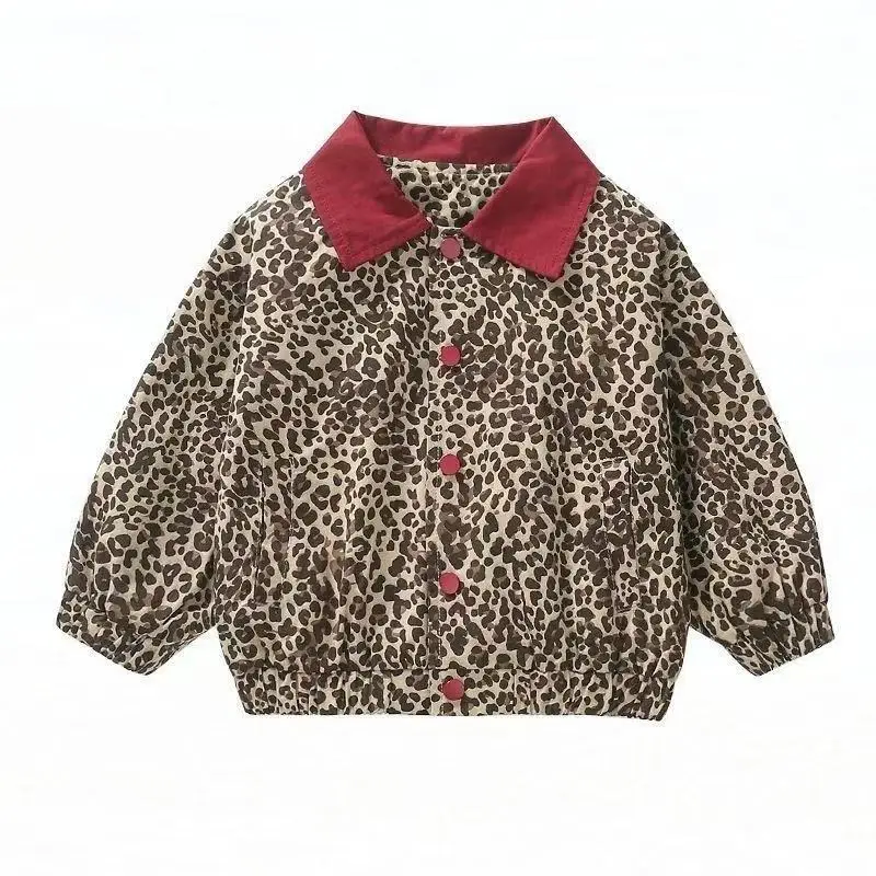New Spring Autumn Baby Girls Boys Leopard-print Coats Jackets parkas Fashion Kids Children Tops Clothes Overcoats