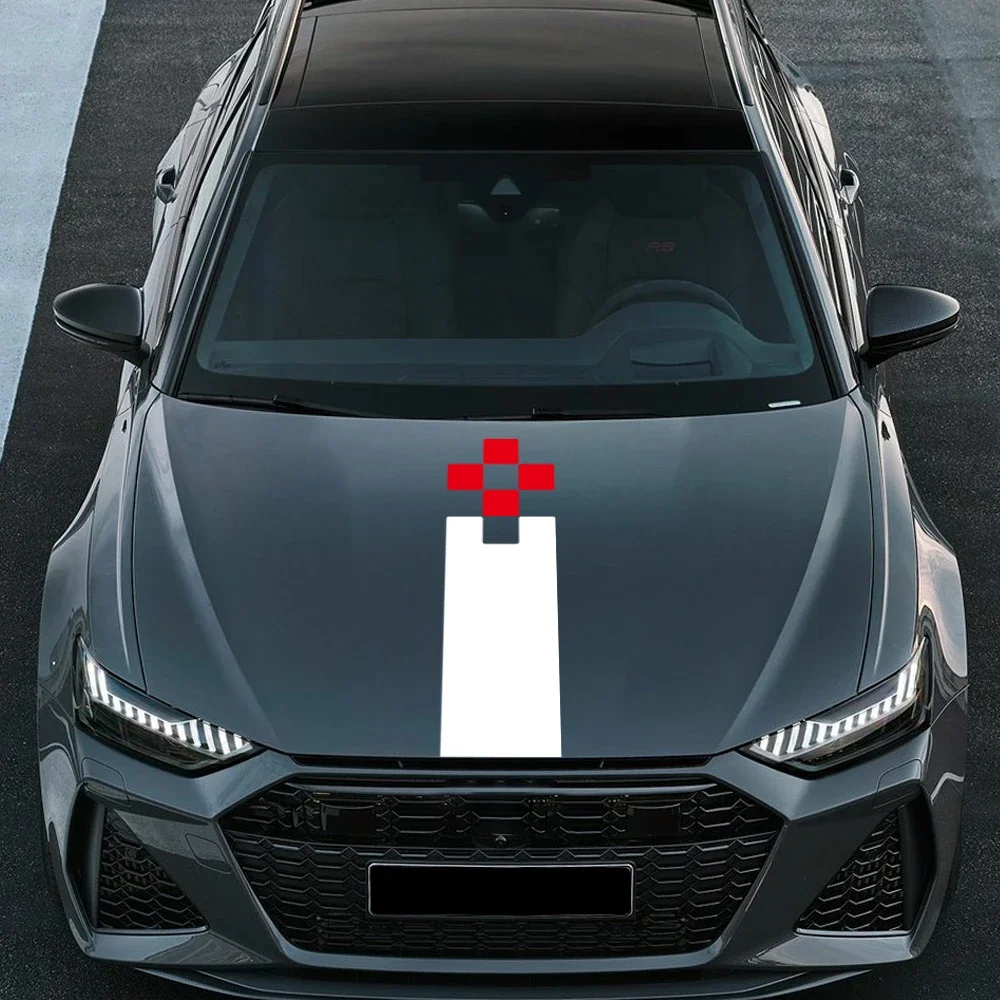 

Creative Car Hood Checkered Racing Sticker Waterproof Long Stripe Vinyl Car Sticker For All Car Hood Decals Exterior Accessories