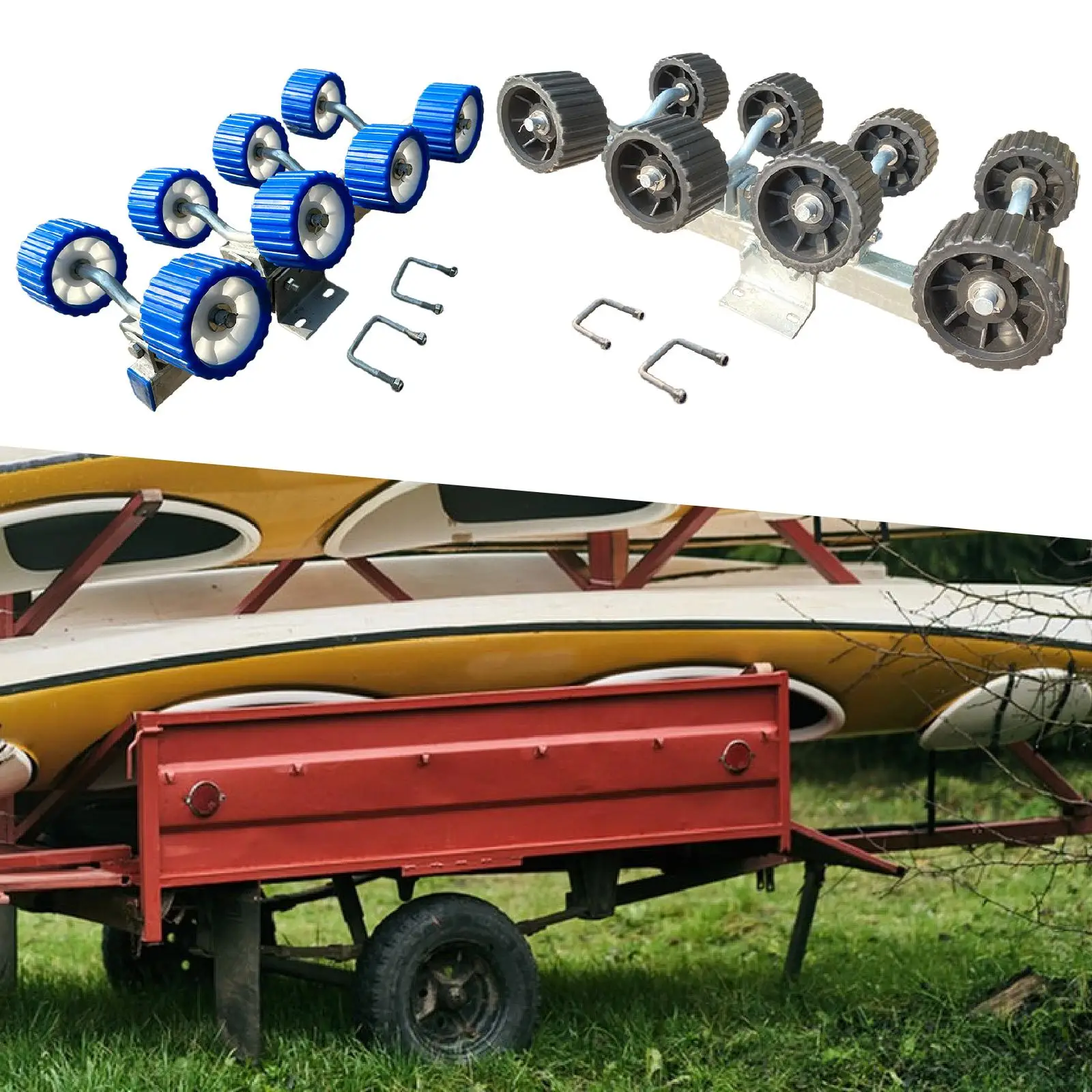 

Boat Trailer Roller Replace Parts DIY Assembly Bottom Support Bracket Wobble Roller Assembly for Ship Ports Trailers 8 Wheels