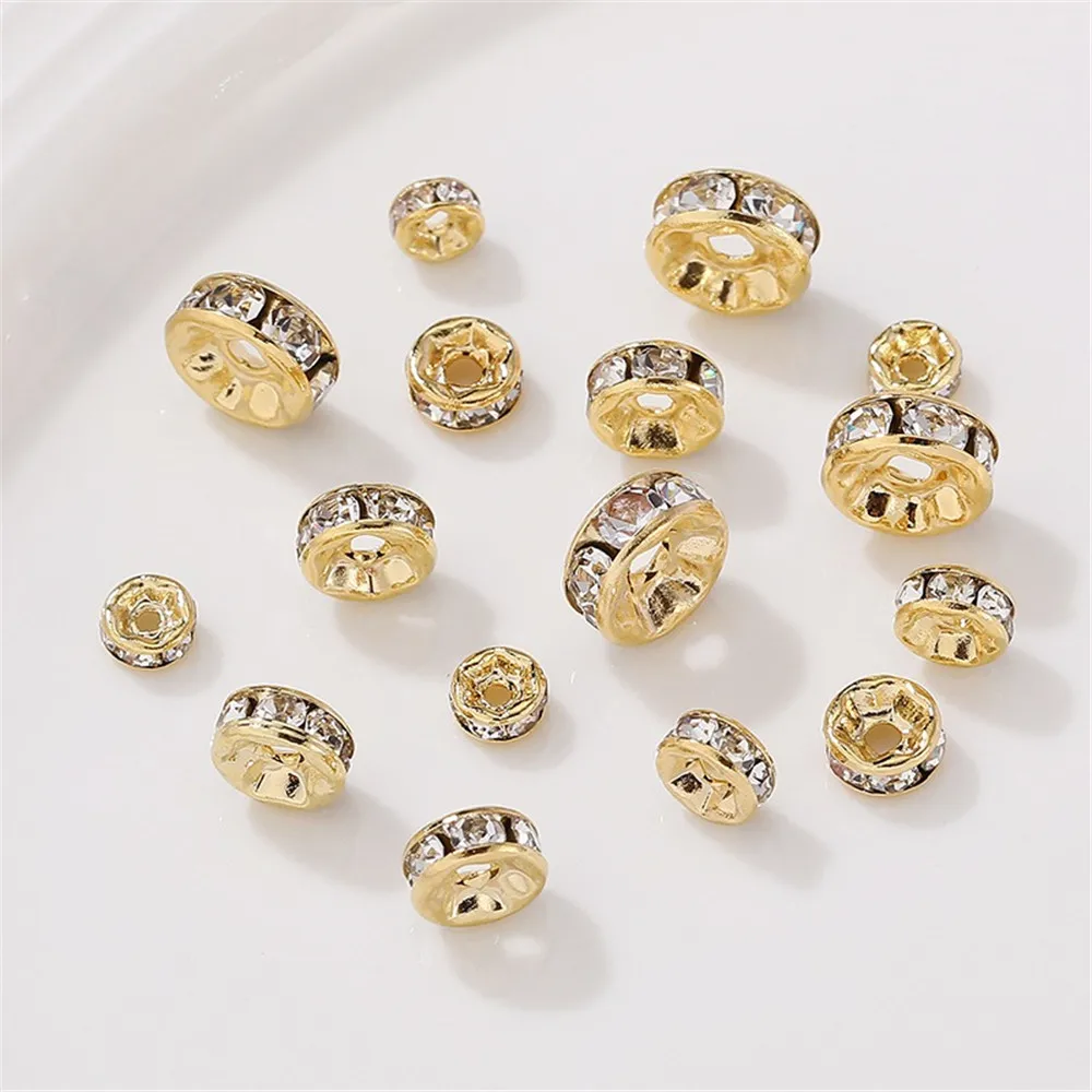 

14K Light Gold Diamond Ring Micro Inlaid Zircon DIY Handmade Bracelet Necklace Spacer Jewelry Material Accessories