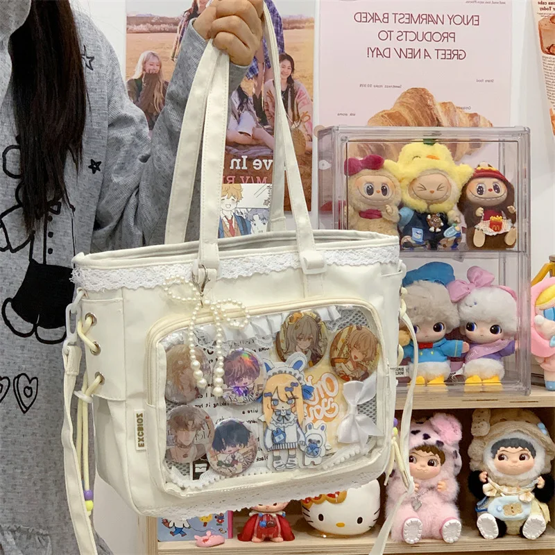 

Anime Ribbon Simple Shoulder Bag Large Capacity Cute Casual Tote Handle Bag for Girls Comfortable and Versatile Texture Ita Bag
