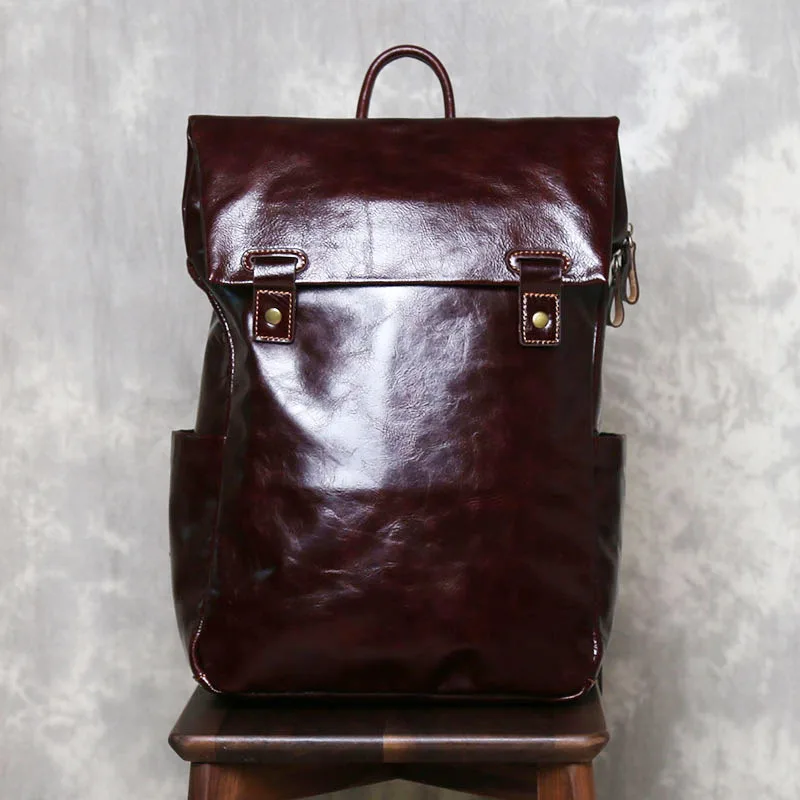 Leather Men's Shoulders Cowhide Large Capacity Casual Backpack Business Trend Business Travel Bag Computer Bag