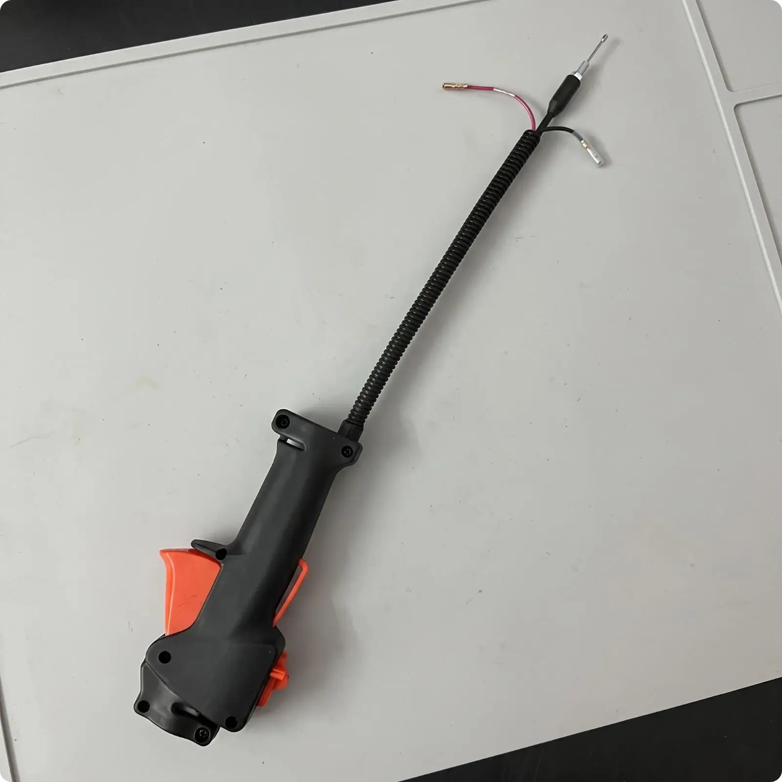 Replacement Pole Saw Throttle Cable for Gas Trimmer with Compact Grip Housing and Wire Leads