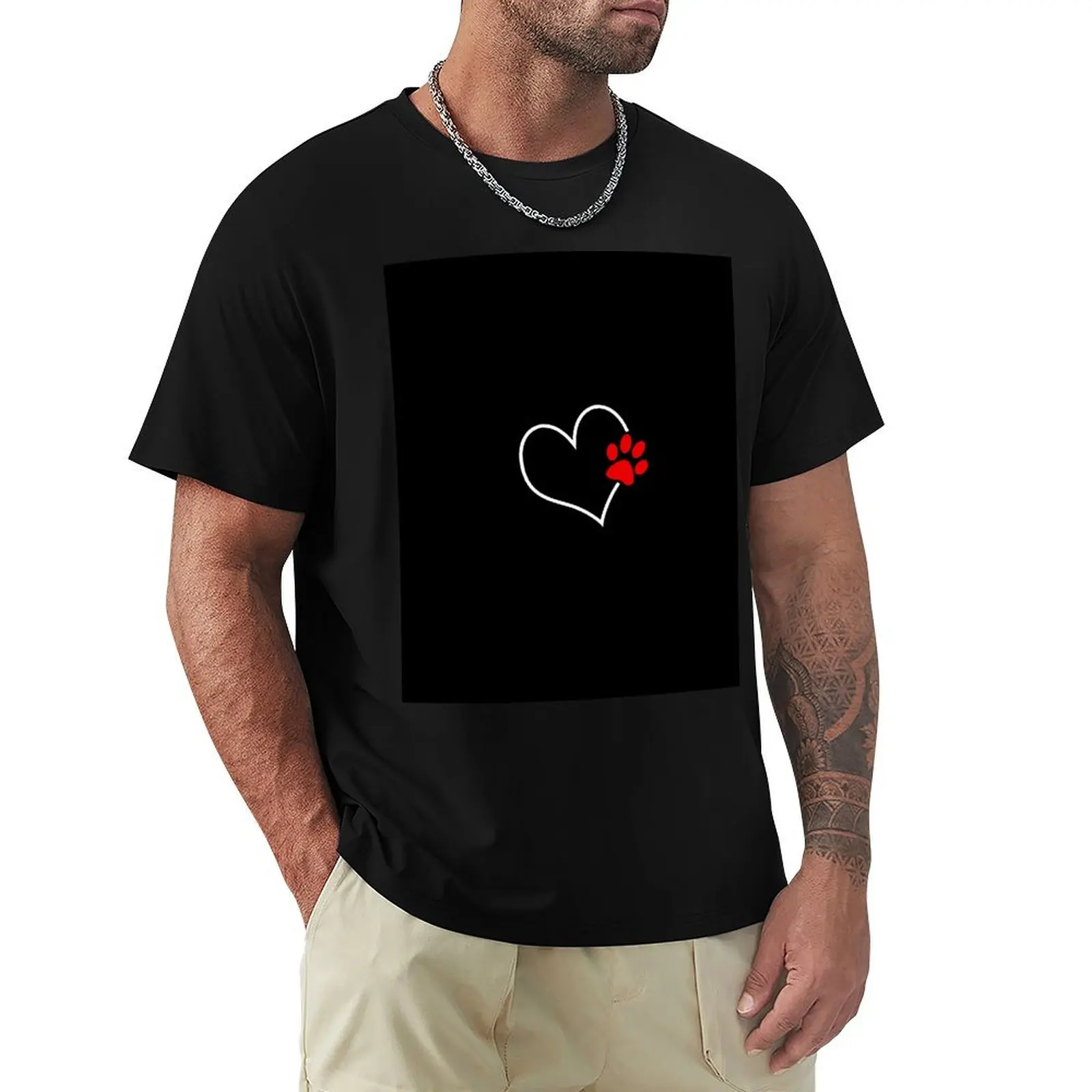 

Paw on my heart T-Shirt Funny t-shirts Anime t-shirt cotton man t-shirts man t shirt mens graphic t-shirts hip hop