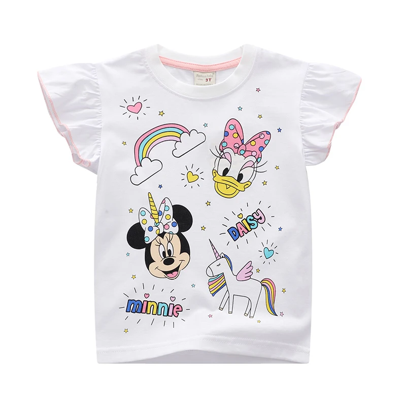 

2024 Summer Kids Cartoon Mickey Minnie Mouse T-shirt Fashion Korean Boys Girls Clothes For 2-7 Years Children Cotton Causal Tops