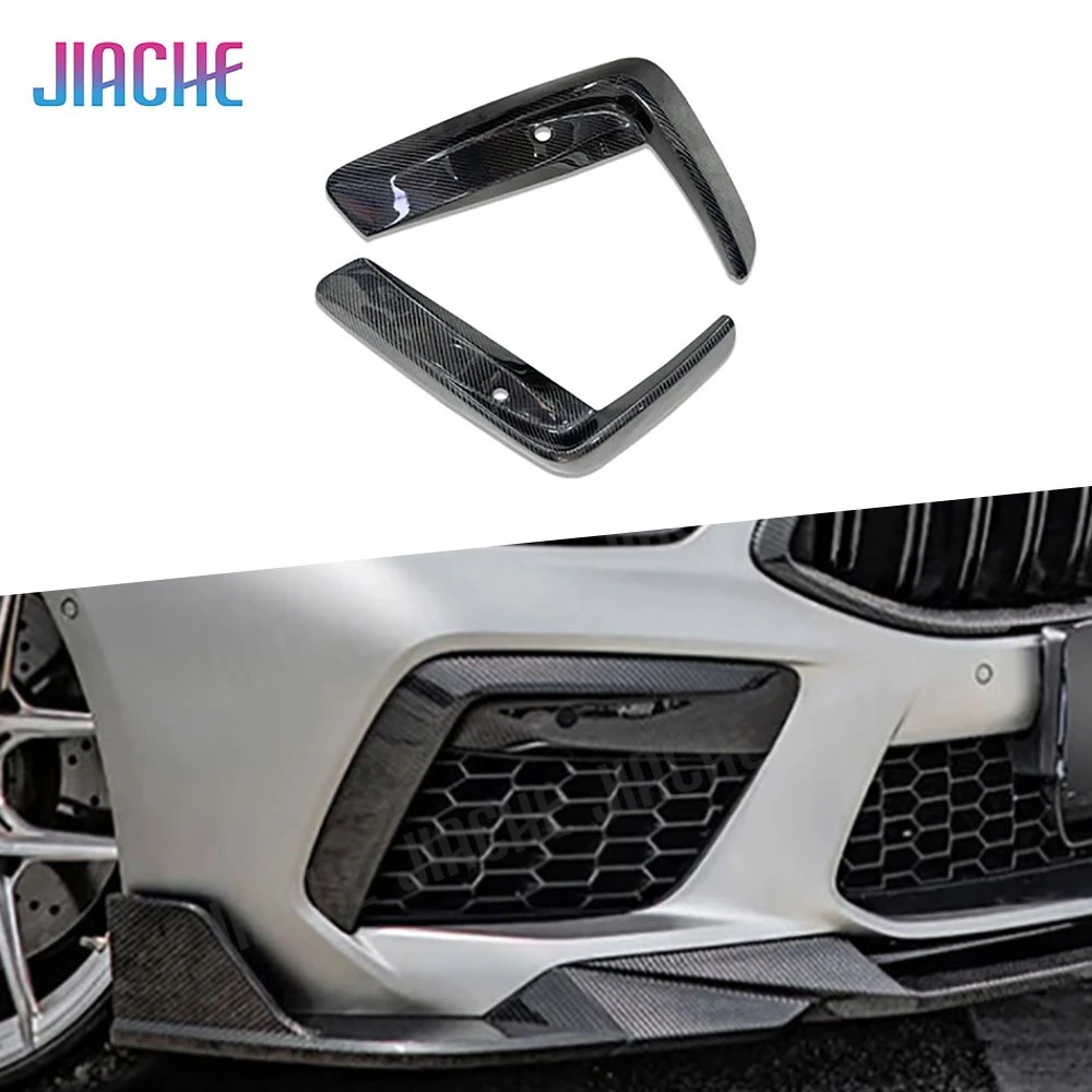 

For BMW M8 F91 F92 F93 2017-2023 Real Carbon Fiber Front Fog Lamp Fins Splitters Trims Canards Fins Car Exterior Accessories