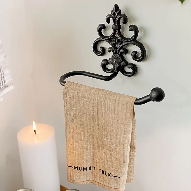 

1 Piece Vintage Cast Iron Tissue Rack Wall Trim, Can Be Hung with Tissues and Towels, Country Style Bathroom Accessories.